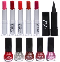 Color Diva Lipsticks , Nail Paints With Kajal Combo(Pack of 11) - Price 349 83 % Off  
