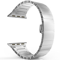 Memore Replacement Butterfly Clasp loop for iWatch All Models (38mm, Silver) Smart Watch Strap(Silver)