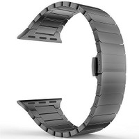 Memore Replacement Butterfly Clasp loop for iWatch All Models (38mm, Black) Smart Watch Strap(Black)