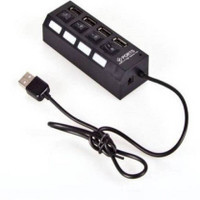 spincart 4 Port USB 2.0 Hub with Switchs and LED Indicators AD-818 USB Hub(Black, White)