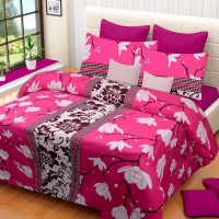 A9 Bed& Bath 144 TC Microfiber Double 3D Printed Bedsheet(Pack of 1, Pink)