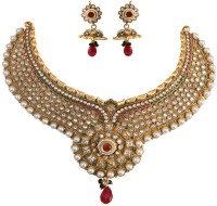 Taj Pearl Brass Jewel Set(Multicolor)