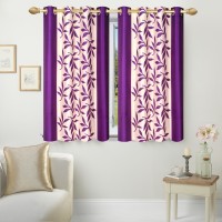 Ville Style 153 cm (5 ft) Polyester Window Curtain (Pack Of 2)(Floral, Purple)