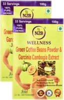 N2B PACK OF 2 OF GARCINIA CAMBOGIA EXTRACT & GREEN COFFEE POWDER - FAT & SUGAR BURNER - SLIMMING FORMULA - METABOLISM & ENERGY BOOSTER 100gX2(200 g)