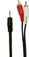 PRRO  TV-out Cable High Quality 3.5 mm Stereo Audio Male to 2 RCA Male Cable 1.5 Meter_R3(Black, For TV, 1.5 m)