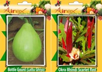 Airex Bottle Gourd (Lattu Ghiya) and Okra Bhindi Scarlet Red Seed (Pack of 15 Seed Bottle Gourd (Lattu Ghiya) + 15 Seed Okra Bhindi Scarlet Red)Seed Seed(30 per packet)