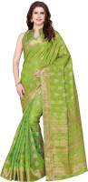 MIMOSA Embellished Kanjivaram Tussar Silk Saree(Green)