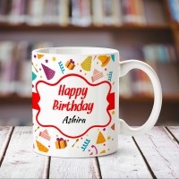 CHANAKYA Happy Birthday Ashira personalized name coffee mug Ceramic Coffee Mug(350 ml)