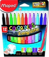 Maped Color'Peps Felt Tip Pens Long Life 12 Shades Set Felt Tip Nib Sketch Pen(Multicolor)