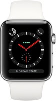 APPLE Watch Series 3 GPS + Cellular - 38 mm Stainless Steel Case with Sport Band(White Strap, Regular)