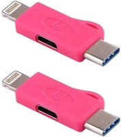 OLECTRA Set Of 2 Micro Usb To Lightning 8 Pin And Type C Convertor 3 In 1 Charging Adapter(Pink) USB Adapter(Pink)
