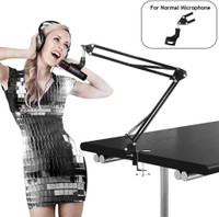 HOUSE OF QUIRK Adjustable Microphone Suspension Boom Scissor Arm Stand Microphone
