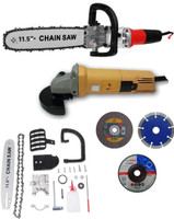 Tools Centre 2 in 1 Electric Chainsaw Cum Angle Grinder Machine Stand Bracket Set With Grinding & Cutting Wheels. New Corded Chainsaw(Without Battery)