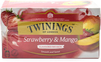 Twinings Strawberry & Mango flavoured Infusion, 25 Tea Bags - 50g Strawberry, Mango Tea Bags Box(50 g)