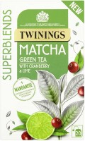 Twinings Superblends Matcha Green Tea with Cranberry & Lime, 20 Bags - 40g Cranberry, Lime Green Tea Bags Box(40 g)