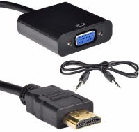 Techvik TV-out HDMI To VGA Female 1080P Adapter With 3.5mm Audio Stereo Female Port With Aux Cable For Laptop LED , LCD 0.1 m HDMI Adapter(Compatible with Smart TV, Multicolor, One Cable)