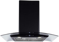 Elica ESCG HAC TOUCH 90 NERO 2F with 2 Baffle Filter, , Auto Clean Wall Mounted Chimney(Black 1100 m³/h)