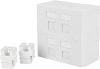 D-Link Combo Deals - Two RJ45 CAT6E Lan I/O Network Keystone Jack + Gang Box + Four Window Face Plate Dlink - 1 Set Network Interface Card(White)