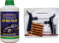 INDOPOWER CAR WAX POLISH 1kg+ 1 set Tubeless Tyre Puncture kit. Combo