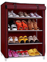 Ebee Metal Collapsible Shoe Stand(Maroon, 4 Shelves)