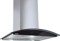 Glen Glass Kitchen Chimney 6071 SXTS 60cm 1000m3h Baffle Filter Wall Mounted Chimney(BLACK 1000 CMH)