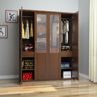 Flipkart Perfect Homes Nevada Engineered Wood 4 Door Wardrobe(Finish Color - Walnut, Mirror Included)