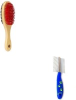 W9 Combo Of 2 Imported High Quality Rake Brush And Double Bristles Brush (Small) For Dog Basic Comb for  Dog