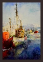 Mad Masters Ship Port Home Decor & Festive Needs Digital Reprint 12 inch x 18 inch Painting