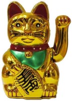 SHRI LAXMI ENTERPRISES LUCK WELCOME CAT Decorative Showpiece  -  12 cm(Plastic, Gold)