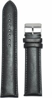 KOLET Plain Padded NP 20 mm Genuine Leather Watch Strap(Black)