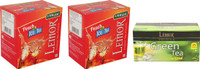 Lemor Pack of 2 Peach Instant Ice Tea (10 Sachets) with Honey Green Tea (25 Tea Bags) Peach, Honey Tea Bags Box(250 g)