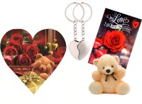Skylofts Cute 5pc Chocolate Valentines I MISS YOU Heart Gift Box with teddy, love card & magnetic heart key ring Combo(45gms)