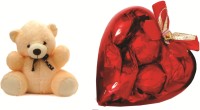 Skylofts Cute Acrylic Heart Chocolate Gift Pack With A Cute Teddy Combo(60gms)