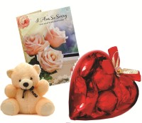 Skylofts Cute Acrylic Heart Chocolate Gift Pack With A Cute Teddy And Sorry Card Combo(60gms)