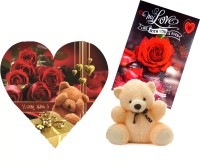 Skylofts Cute 5pc Chocolate Valentines I MISS YOU Heart Gift Box with a cute teddy & love card Combo(45gms)