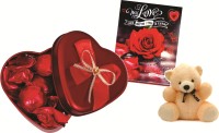 Skylofts Romantic Heart Shape Chocolate Tin Box Birthday Valentines Chocolate Gift Pack With A Cute Teddy And Love Card Combo(60gms)