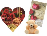 Skylofts Cute 5pc Chocolate Valentines I MISS YOU Heart Gift Box with a cute teddy & birthday card Combo(45gms)