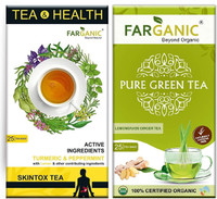 FARGANIC Skintox And Lemongrass Ginger Green Tea with Active Ingredients, 50 Tea-Bags Turmeric, Chamomile, Ginger, Lemon, Peppermint, Lemon Grass Green Tea Bags Box(50 Ba