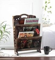 Onlineshoppee 2 Compartments Wooden Magazine Holder(Brown)