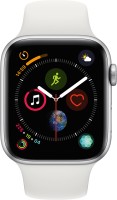 APPLE Watch Series 4 GPS + Cellular 44 mm Silver Aluminium Case with White Sport Band(White Strap, Regular)