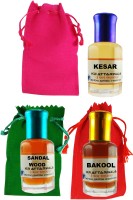 KR Attarwala Kesar Sandal wood Bakool Three 6ml Attar Roll-ons - Ittar Perfume Essential Oil Rollon Floral Attar(Saffron)