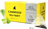Cambridge Tea Party Lime Lemongrass Green Tea - 20 Silken Pyramid Tea Bags Lemon Green Tea Bags Vacuum Pack(40 g)