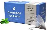 Cambridge Tea Party Mint Green Tea - 20 Silken Pyramid Tea Bags Mint Green Tea Bags Vacuum Pack(40 g)