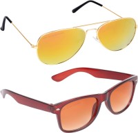 Aligatorr Aviator, Wayfarer Sunglasses(For Men, Yellow, Brown)