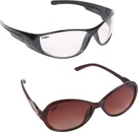 CRIBA Cat-eye, Retro Square Sunglasses(For Men & Women, Brown, Clear)