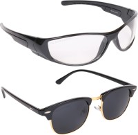 Aligatorr Wrap-around, Clubmaster Sunglasses(For Men, Clear, Black)