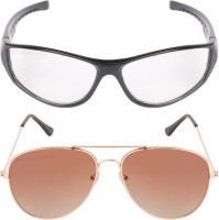 Aligatorr Aviator, Retro Square Sunglasses(For Men & Women, Clear, Brown)
