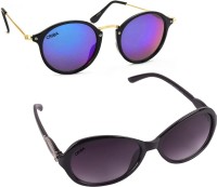 CRIBA Cat-eye, Oval Sunglasses(For Men & Women, Violet, Blue)