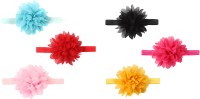 BABYMOON (Set of 6) Headbands Flowers Soft Hairbands for Baby Girls Infants Toddlers. Head Band(Blue, Red, Pink, Black, Yellow, Multicolor)