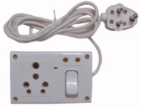 RUHAILA 6 AMP 3 PIN SOCKET WITH 2 METER HEAVY WIRE WITH 6 AMP PLUG 2  Socket Extension Boards(White, 2 m)